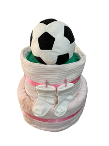 Soccer ball girl nappy cake